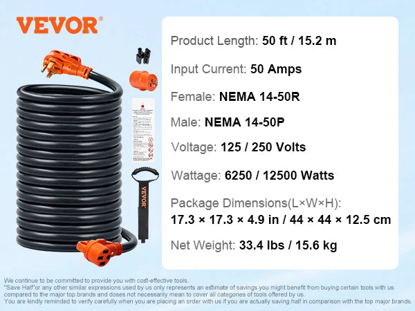 RV Extension Cord with LED Indicator Handle