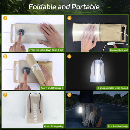 Rechargeable Camping Lantern 2000mAh Folding Portable Waterproof