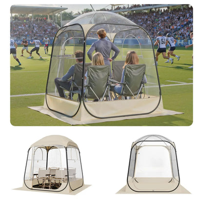 Pop-Up Clear Waterproof Outdoor Dome Shelter With Floor Mat For 1-6 Adults,