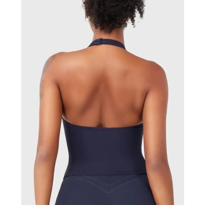 CoreFlex Womens Halter  Strappy Top Padded Deep V Neck Backless Camisole