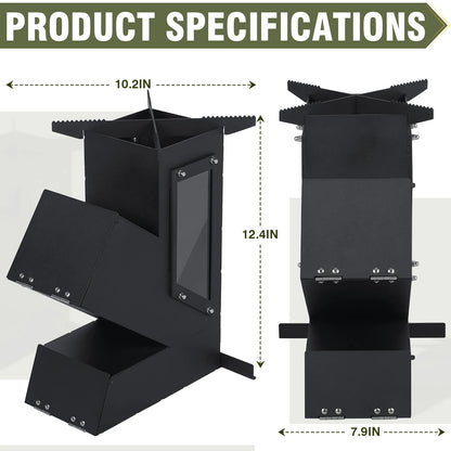 Portable Wood Burning Rocket Stove. Outdoor Cooking For Camping Grill Or Emergency Survival