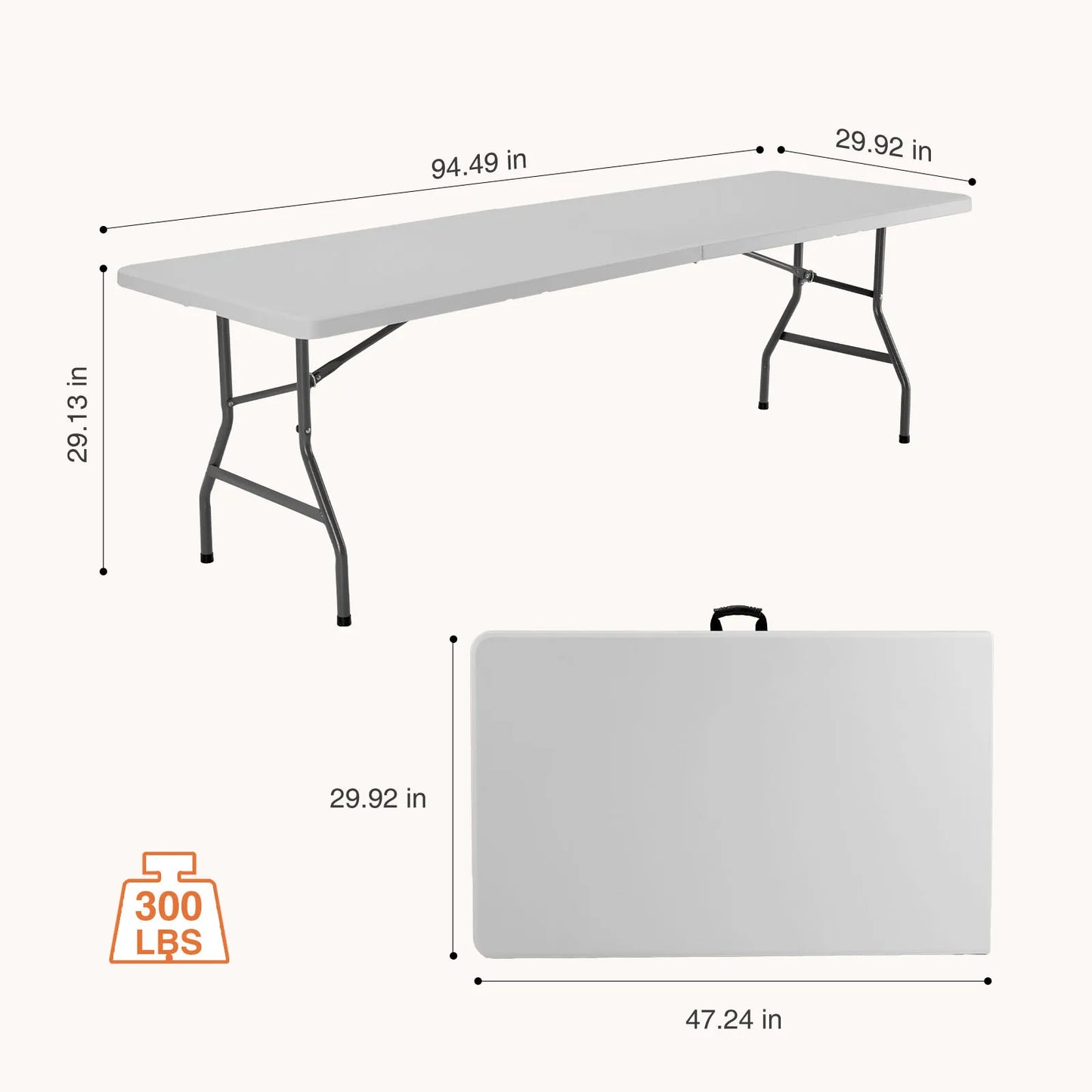 4/6/8 FT Portable Indoor Outdoor Heavy Duty Foldable Table