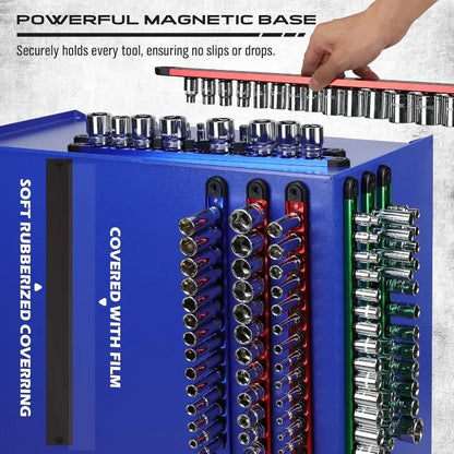 The socket organizer for toolbox drawers can accommodate 120 standard sized car garage sockets