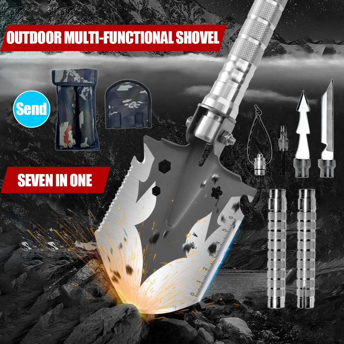 Multi Functional Shovel Survival Equipment Self-Defense Tools Camping Accessories