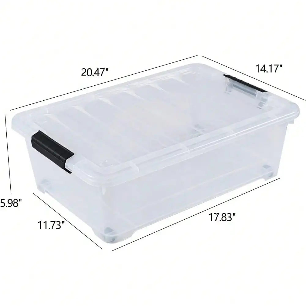 20 Quart Stackable Plastic Under Bed Bins With Lid
