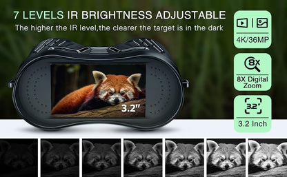 Night Vision Binoculars Goggles 8X Digital Zoom 1000ft HD 1080P with IR Illuminator & Video Recording 4K for Hunting/Camping
